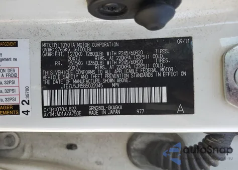 2011 Toyota 4Runner Sr5 from USA, damaged, VIN JTEZU5JR5B5032045